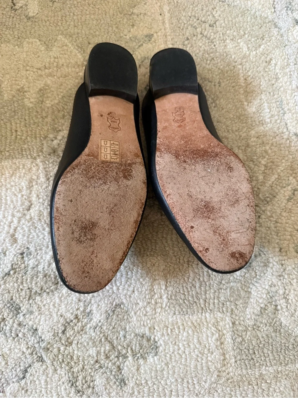 Tory Burch Black Leather Slide Mules with Gold Hardware